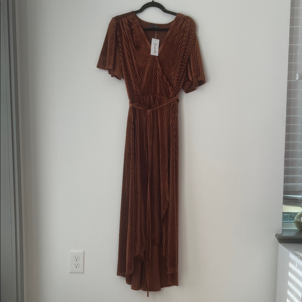 Simplee Apparel Brown High Low Dress